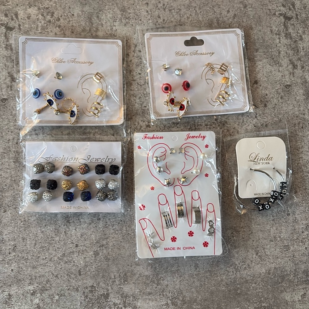 Assorted fashion jewelry, earrings. All new with tags